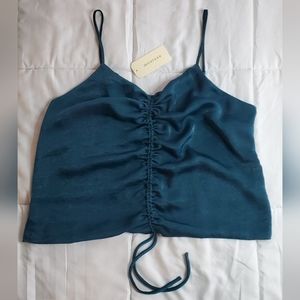 Monteau Los Angeles Crop Tank Top Women's XL Dark Green-Blue